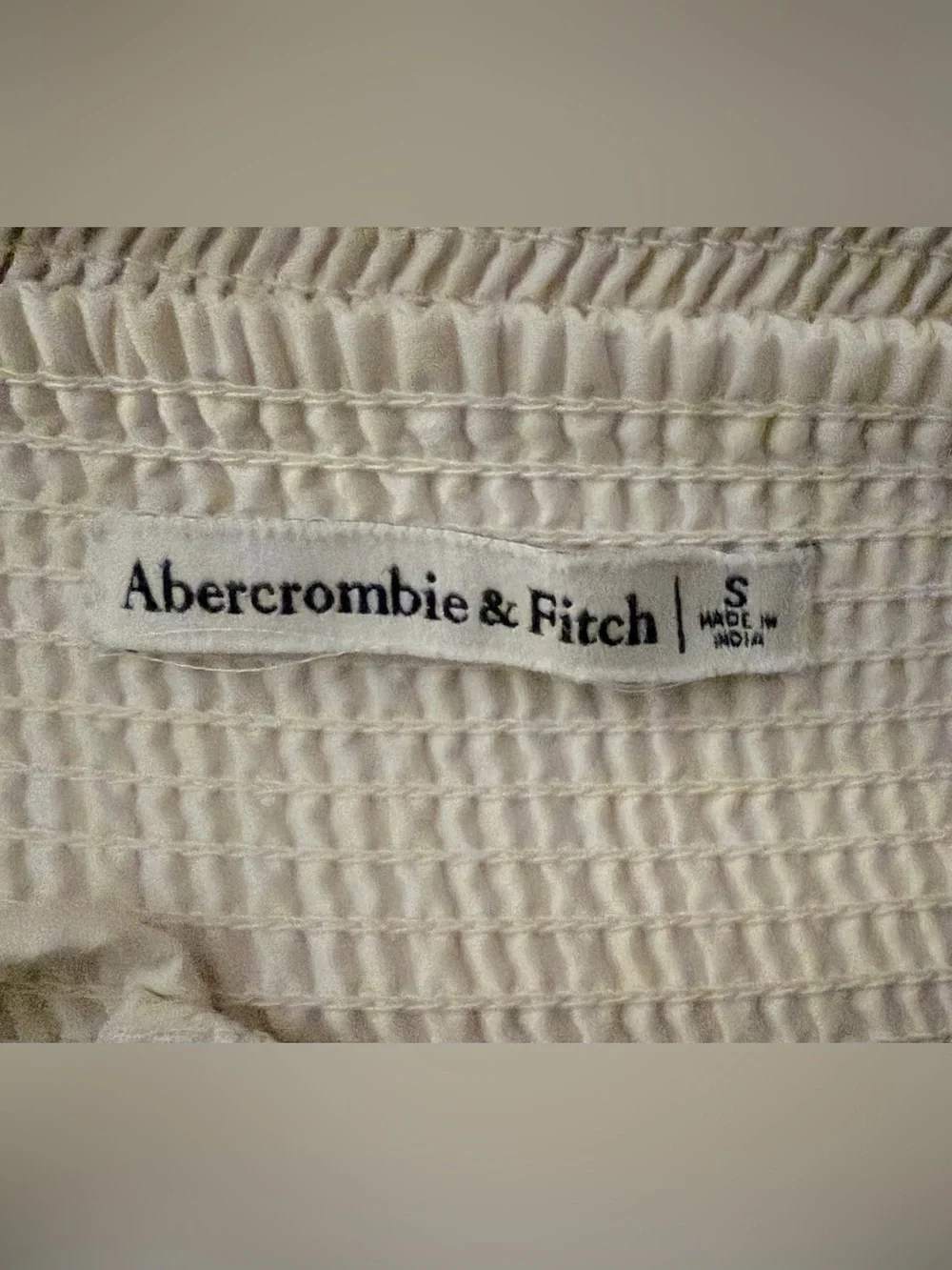 Abercrombie & Fitch Smocked Botanical Toile Midi Sundress Cream Blue Small